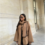 Amara™ | Color-Contrast Woolen Scarf Coat