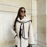 Amara™ | Color-Contrast Woolen Scarf Coat