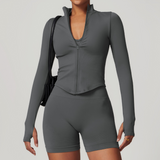 Alba™ | Elegant Stand-Collar Yoga Jacket