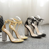 Seraphine™ | Rhinestone Strap Chunky Heels