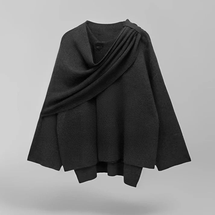 Camille™ | Asymmetrical Scarf-Detail Coat